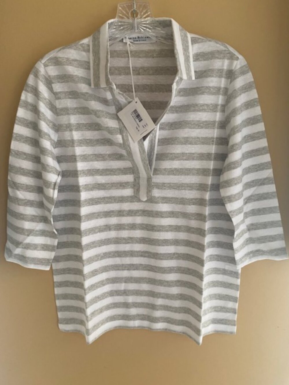 Amina Rubinacci Paper Blouse Tag 42 US Size 6 Small  71% Lino 29% Cottone
